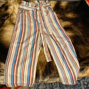 Blue, red, brown, stripe pants